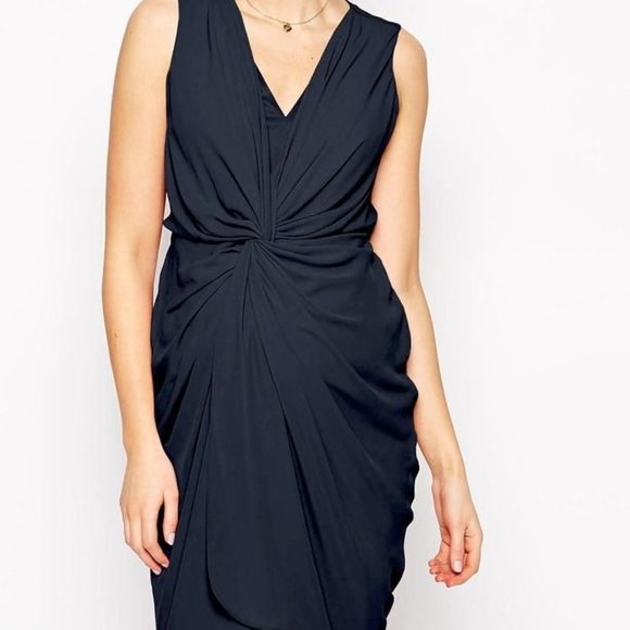 ASOS Maternity Navy Front Knotted Dress - Picture 1 of 2